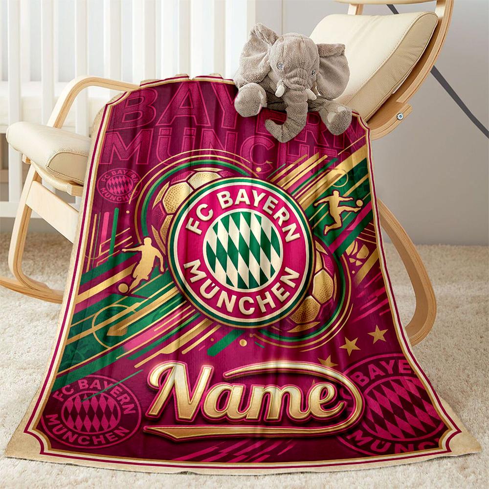 Bayern Munich Stadium Night Personalized Name Blanket Throw Customizable Blanket Warmthful Decor for Nap Couch Livingroom Chair Four Seasons Universal