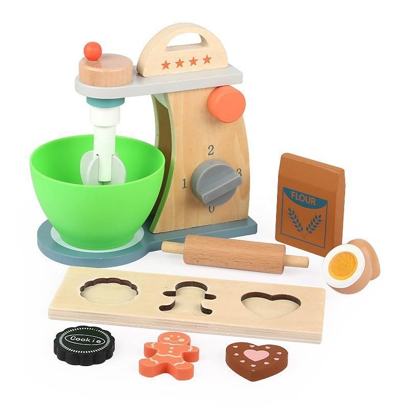 Children Play House Pink Microwave Oven Coffee Machine Simulation Wooden Burger Dessert Cognition Boys and Girls Baby Gift