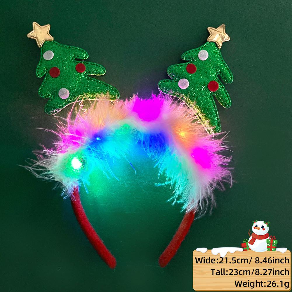 Unique And Colorful Christmas Antler Headband With Soft Plush And Lights For Creative Outfits Party