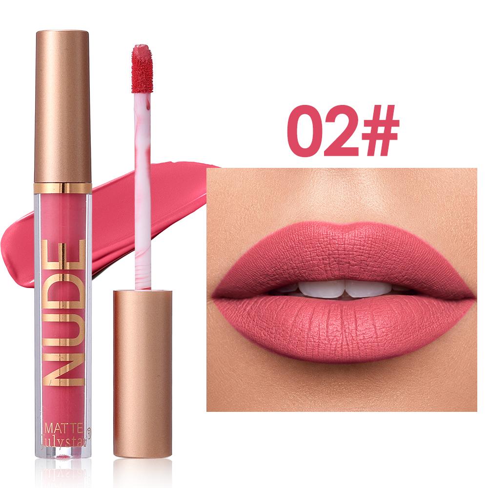 Julystar NUDE Matte Liquid Lipstick, Long Lasting Waterproof Velvet Lip Gloss, Non-Stick Cup Smudge-Proof Lip Tint