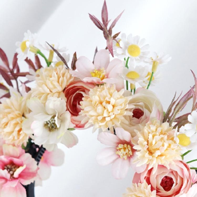 Colorful Silk Flower Crowns Accessory Delicate Handmade Floral Hair Accessory Fabric Flower Headband for Daily Use