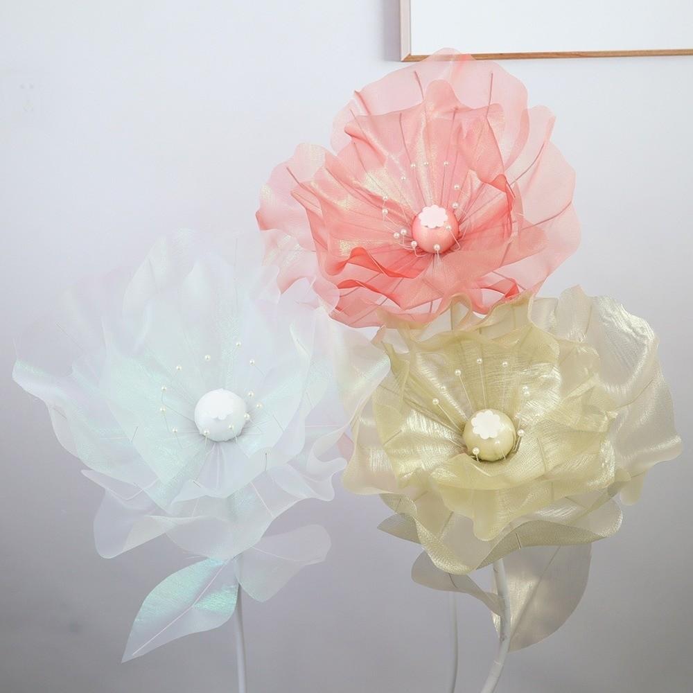 Simulation 3D Gauze Artificial Flower 50cm Big Giant Mesh Flower Hollow Silk Flower  Window Display
