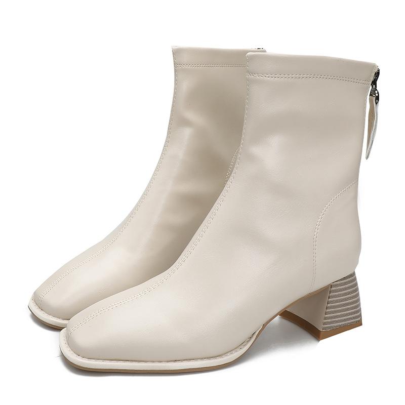 Short boots women's high heels new women's boots Martin boots rear zipper square heel single boots medium heel boots