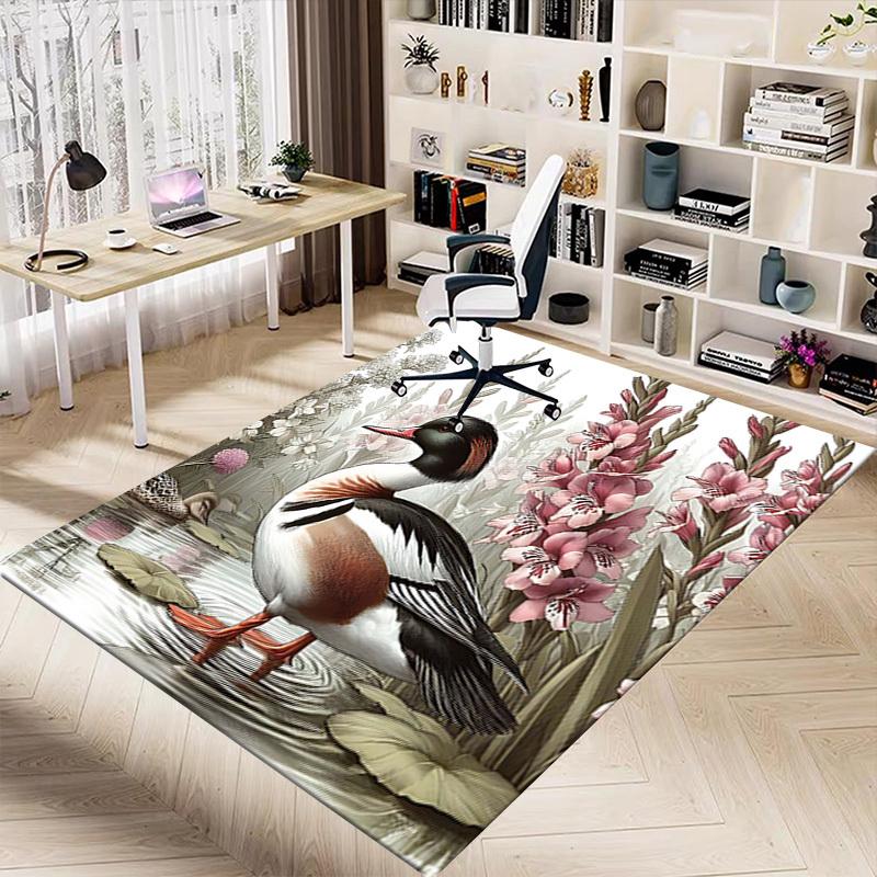 1PC Duck Flowers Non-Slip Floor Carpet Compatible for Office&Living Room&Bedroom&Dining room - Flat- Soft & Pattern, Vibrant Colors-W242