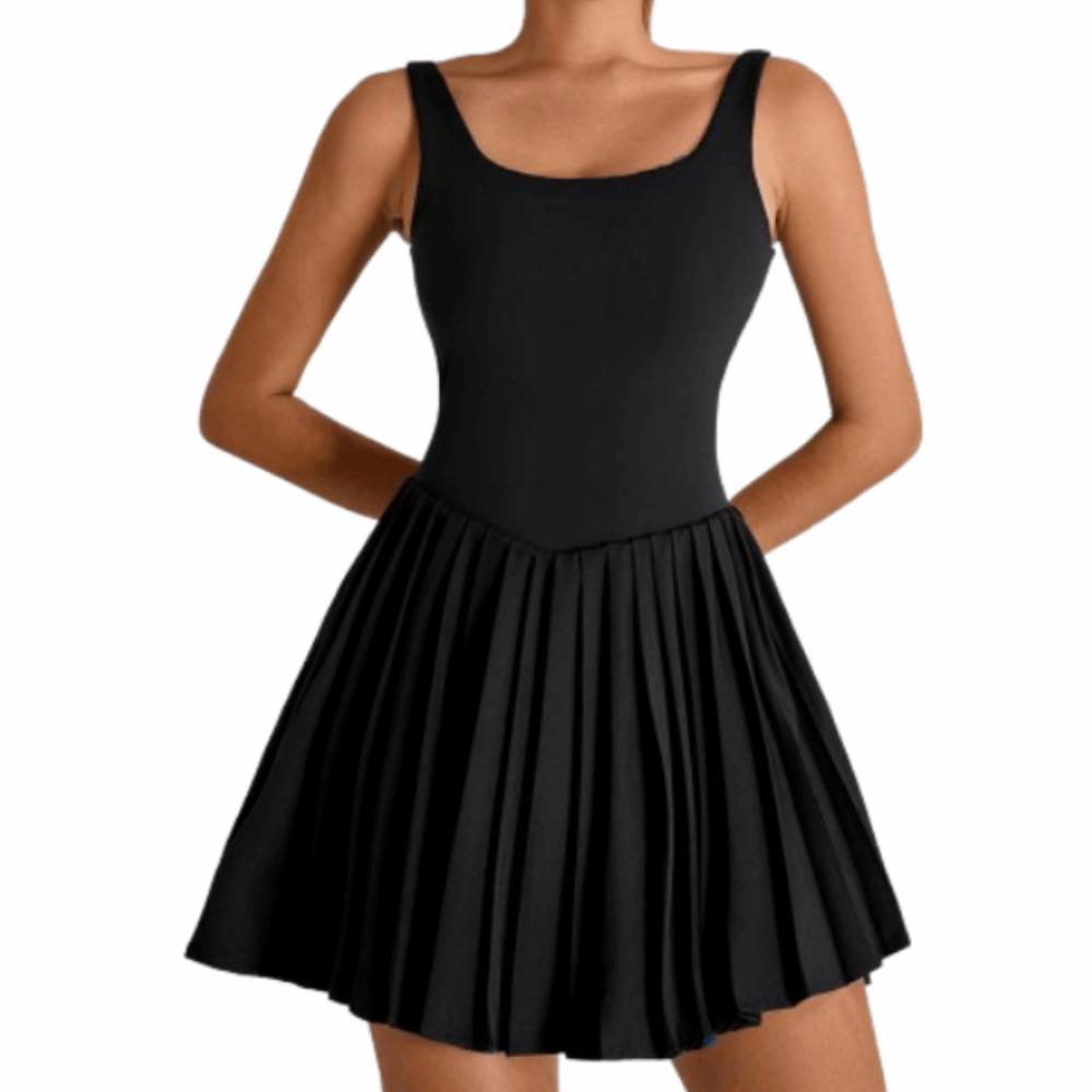 Ausgeschnittenes Damen-Tenniskleid Ärmellos Badmintonröcke Trainings-Stramplerkleid Badminton Sport