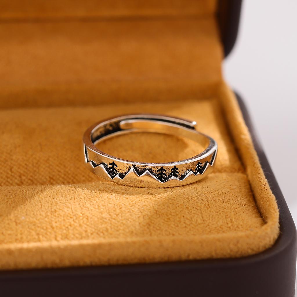 New Simple Personality Sweet Retro Christmas Tree 925 Sterling Silver Jewelry Wave Exquisite Opening Rings  R119