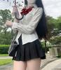 Skirt JK Ribbon M [Wuzfully] Girls' Uniform, Cute, Innocent, Cosplay, Student, Uniform, Included, 3-Piece Set, Costume, Black,