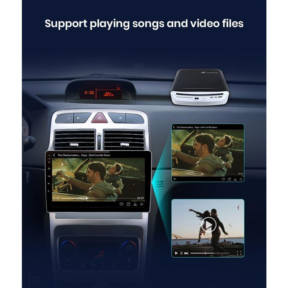 Radio CD/DVD player cu transmisie semnal de alimentare prin sistem stereo extern USB pentru player multimedia auto Android