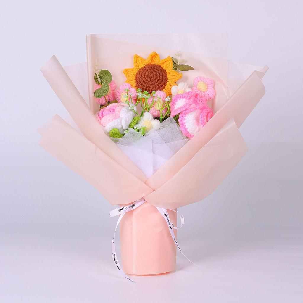 Hand-Knitted Rose Yarn Bouquet - Perfect Birthday or Festival Gift for Friends and Teachers