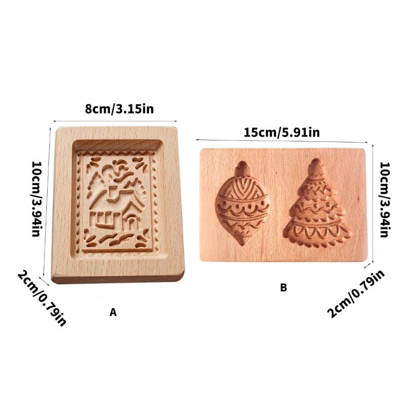 Natural Wood Cookie Molds For Easy Releases Baking Tool Durable Retro Style Biscuits Cutter Ideal For Handmade Dessert And Crafts