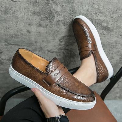 Fashion Spring Men White Sole Casual Shoes Summer Leather Loafers Office Shoes  High Quality Moccasins Comfortable Slip On Fashion Shoes