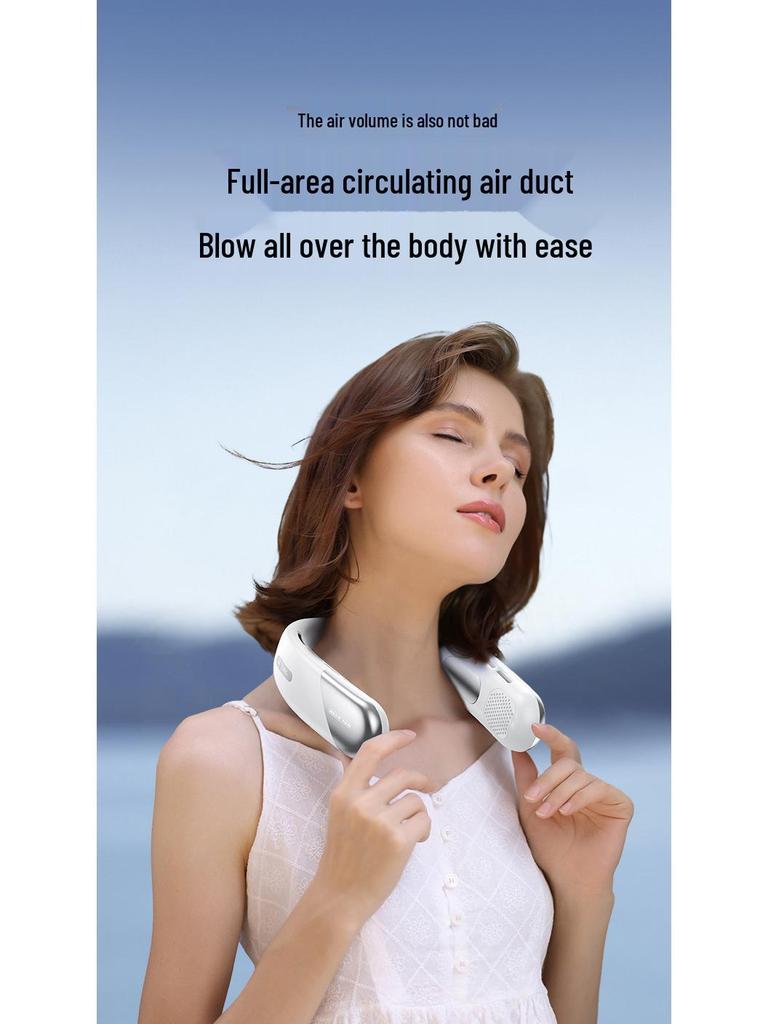 USB Rechargeable Neck-Hanging Bladeless Fan - Portable Handheld for Office & Sports