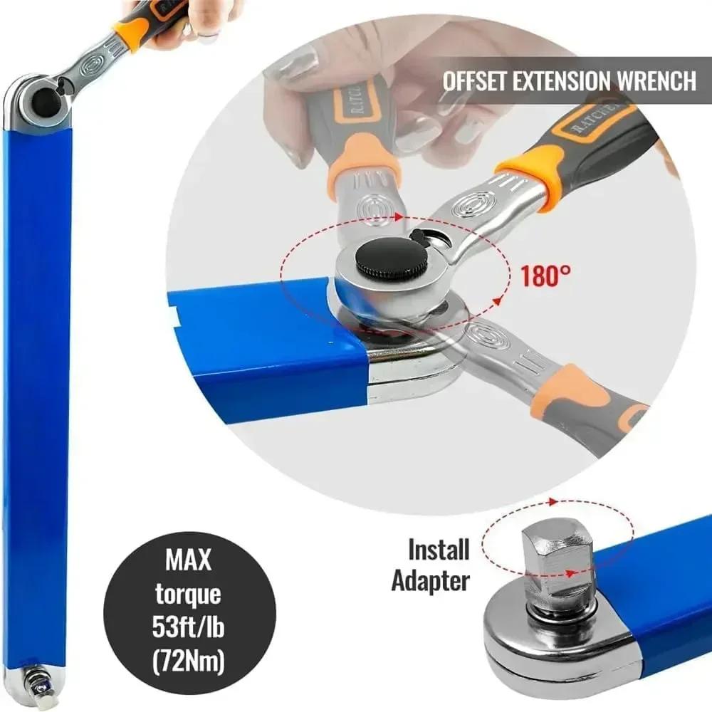 2025 Tight Spaces Extension Tool 1/2 in. 1/4 in. 3/8 in. Auto Repair Tool Home Tool Set Professional Zero Offset Extension Wrenc