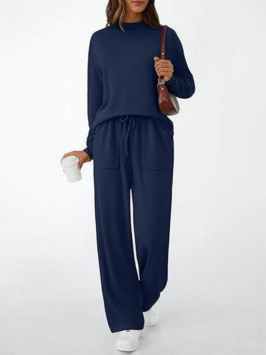 

2025 Autumn/Winter Women s Casual Fashion Set with Pockets and Drawstring Extra Large темно-синього кольору