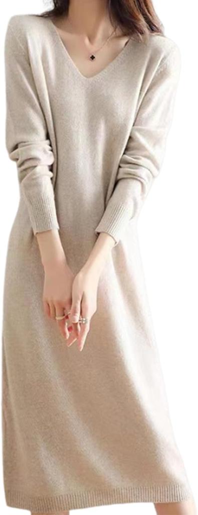 MARIA MARFA Fluffy Knit Maxi Perfect for Fall and Long and Perfect for Fall and Size V-neck, Dress, Length, Elegant, Winter. Sleeves, Elegant,