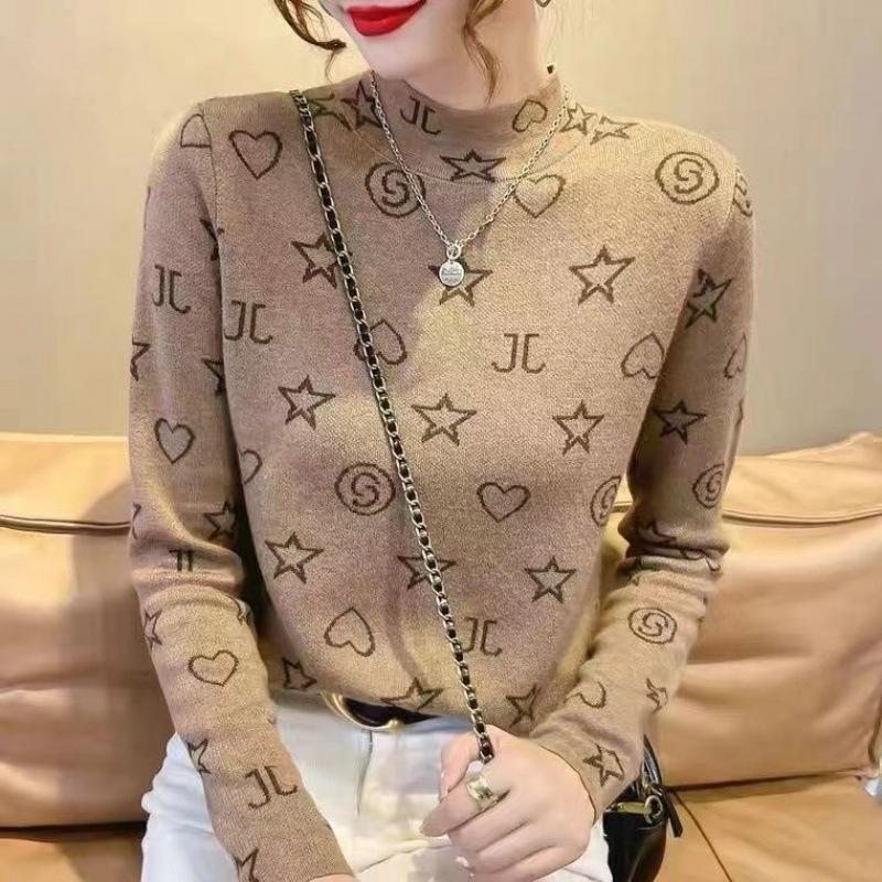 Women's Cashmere Half High Neck T-shirt - 2023 Winter Fleece-lined Warm Slimming Base Layer