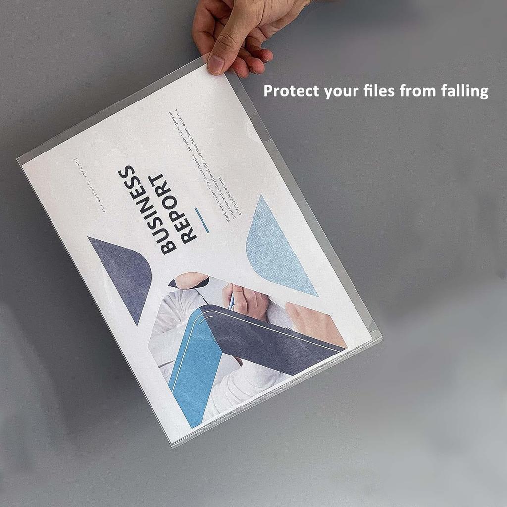 Clear Document Folder Copy Safe Project Pockets fits 8.5x11 Letter Size US Paper,10/30/50/100Pack L-Type Plastic Clear Paper Sleeves Protector Resume