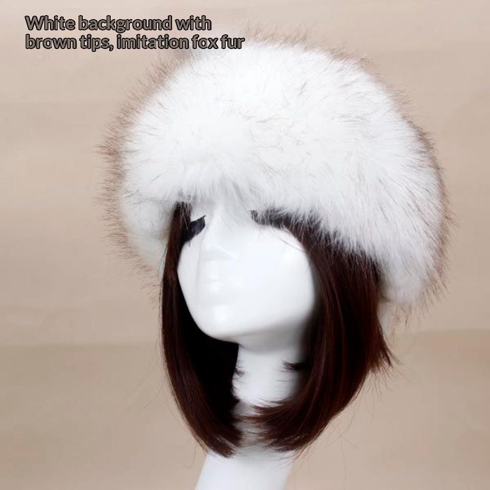 Women's Hat Faux Fox Fur Headband Hat Autumn and Winter Warm Headband Hat Plush Open Top Hat