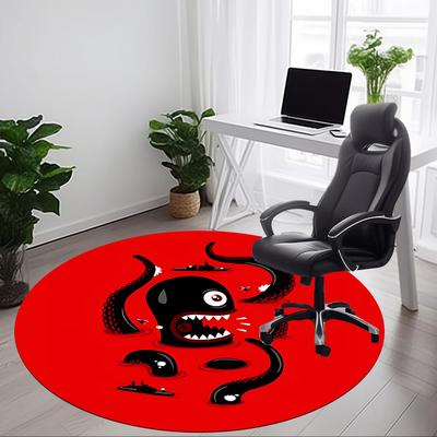 1pc Monster Sea Office Round Area Rug, Indoor Mat Suitable For Office, Under Office Chairs Bedroom Living Room Home Decor211