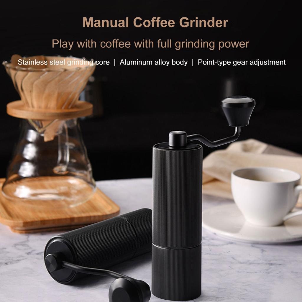Manual Coffee Grinder with 30 Adjustable Grinding Settings Aluminum Alloy Portable for Home Travel