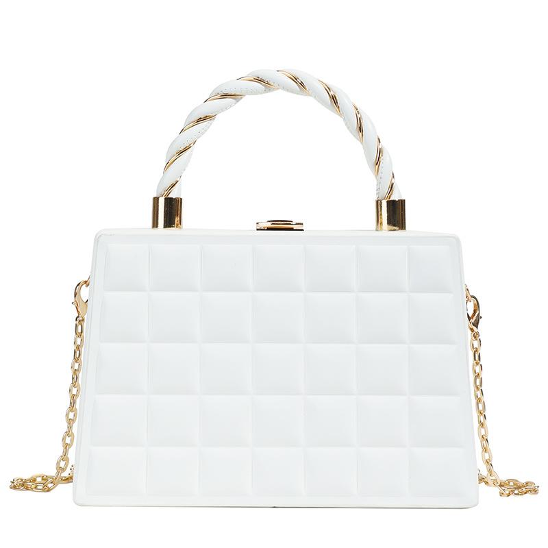 

Новая сумка-коробка квадратной формы с жестким корпусом, портативная, женская, весенней текстуры, с цепочкой, на одно плечо, через плечо белый
