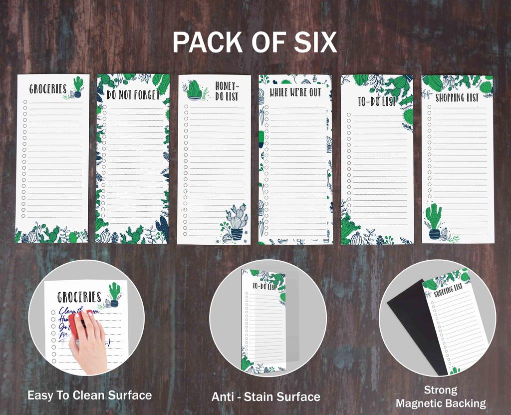 Inkdotpot Pack of 6 Funny Magnetic Dry Erase List For Fridge, Wipe Clean w  NoStain, Quick Notes Shopping & Grocery List Whiteboard for Fridge