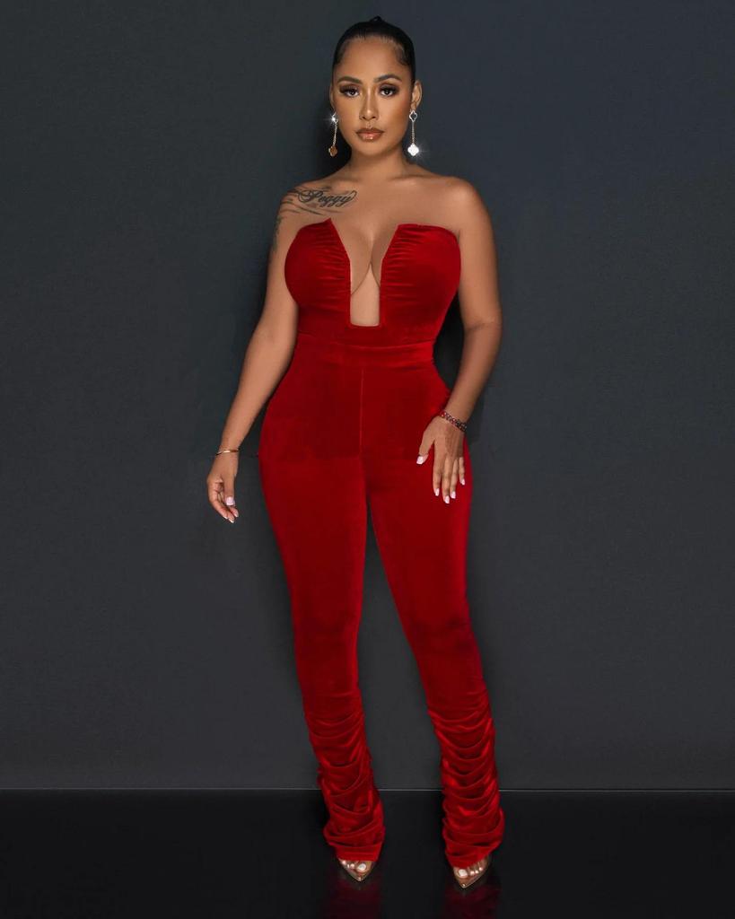 European & American Women's Fashion Velvet Jumpsuit - Sexy, Casual Style (RC3245)