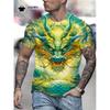 Summer 3D dragon pattern men's T-shirt, street fashion men's top, trendy oversized men's clothing, casual men's short sleeved T-shirt