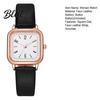 Quartz Movement Watch Women Square Dial Faux Leather Strap Ladies