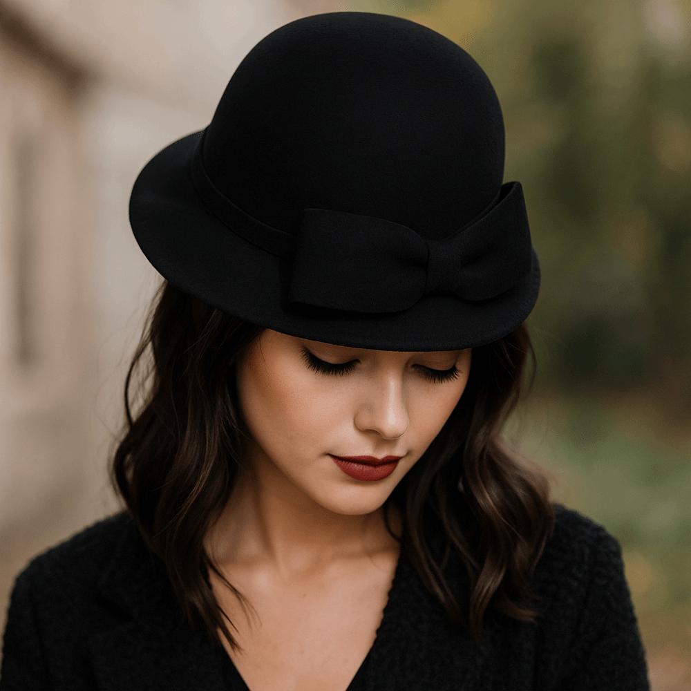French Style Women Fisherman Hat Keep Warm Woolen Bucket Hat Fashion Bow Topper Hat  Girl