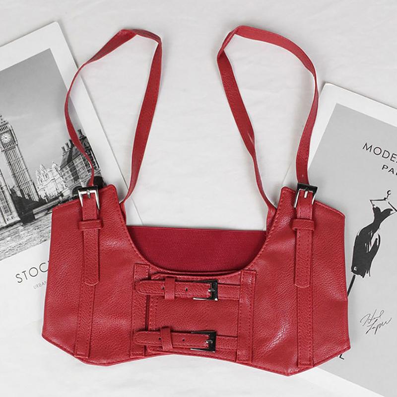 

Женский сексуальный кожаный эластичный широкий пояс на талии, корсет с подтяжкой под грудью красный