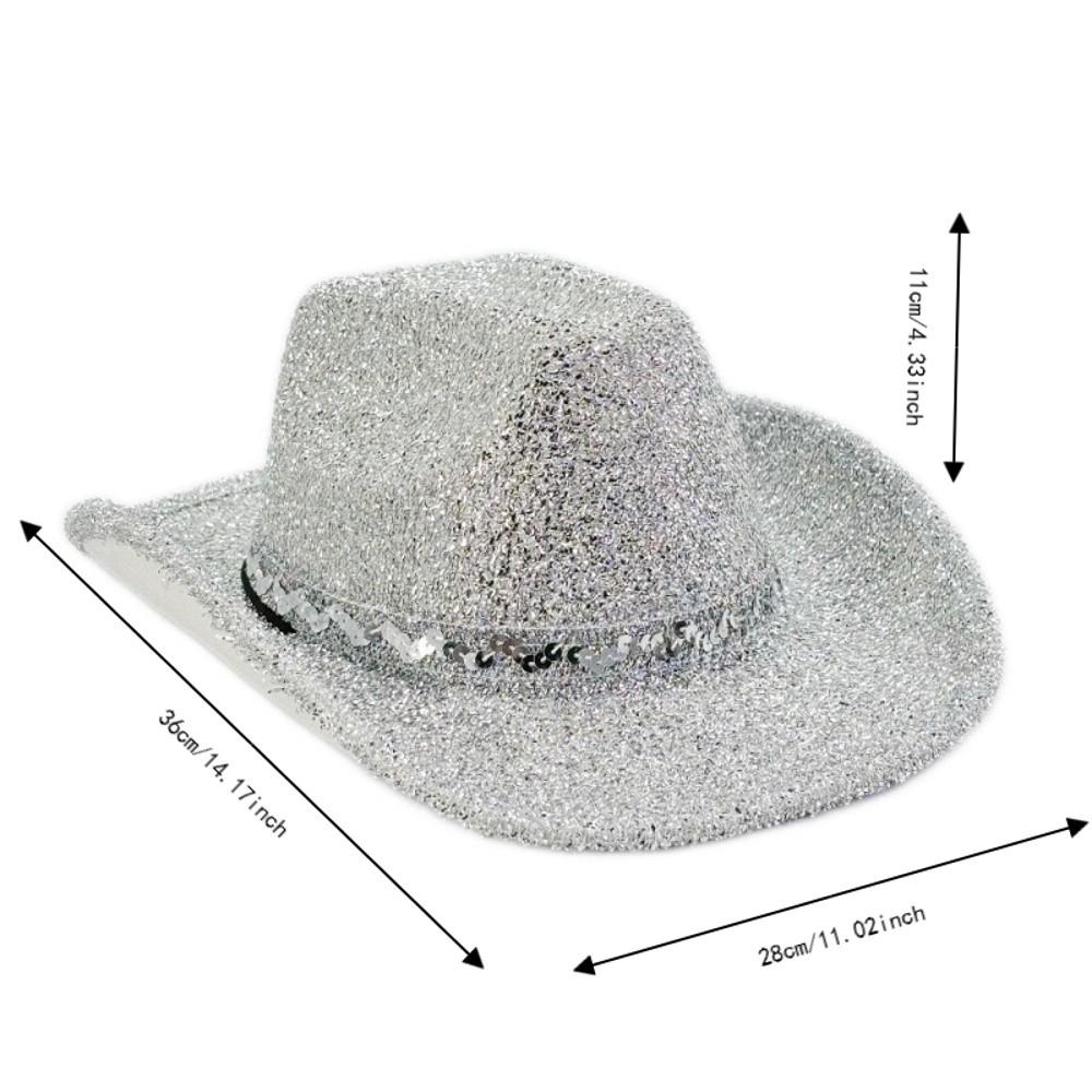 Unisex Sequin Bowler Hat Solid Color Fedoras Hat Cool Jazz Hat Halloween Party
