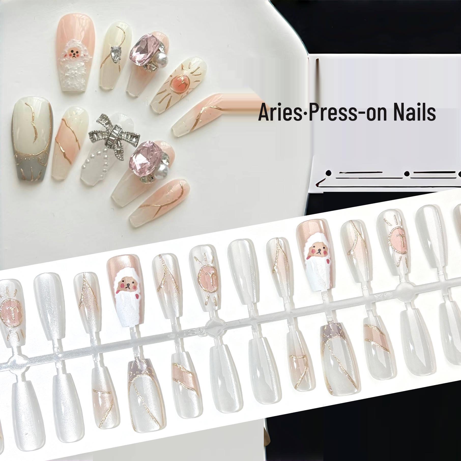 

Aries Nude Sheer Cat Eye Press-On Nails - 12 Constellation Set