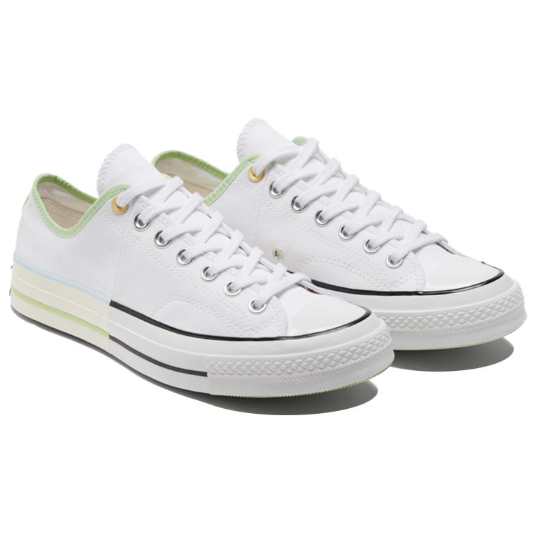 Converse Chuck 70 Low White Green Unisex Sneakers Ivory Blue 171181C