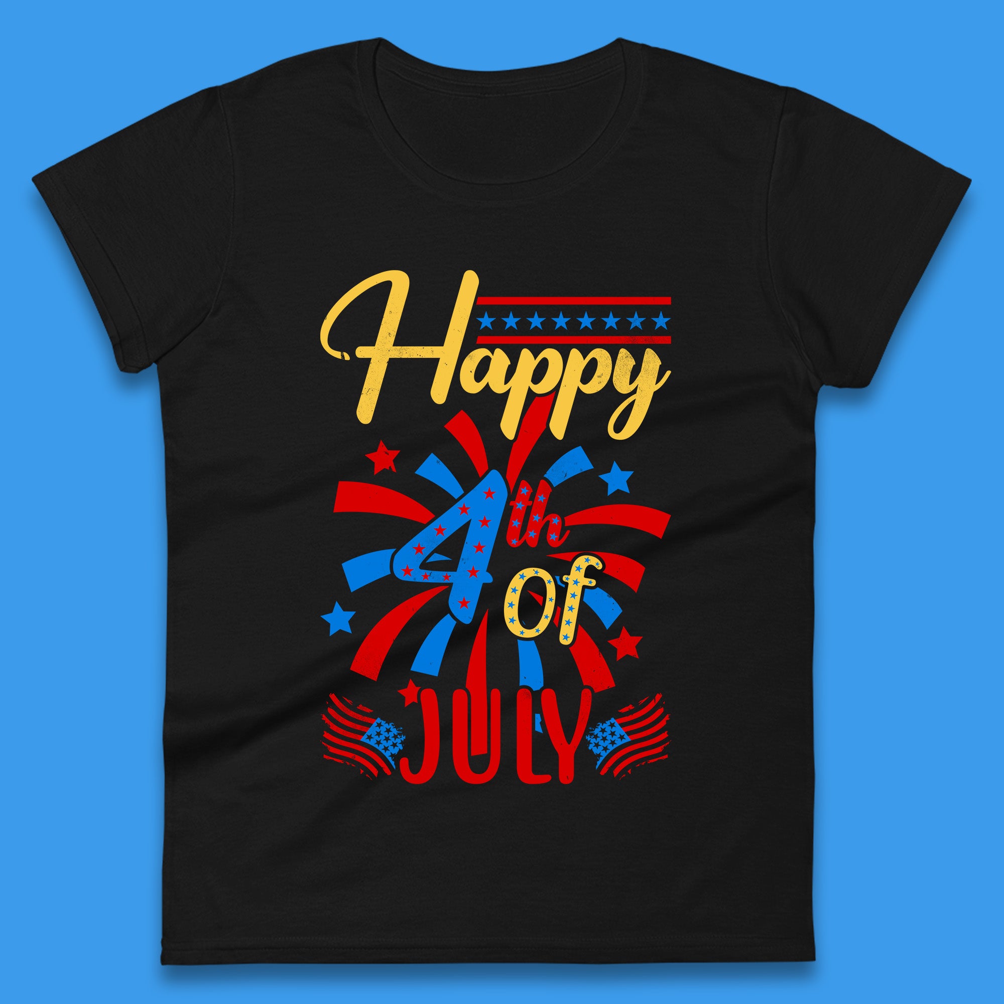Happy 4th Of July USA Independence Day Celebration Patriotic Womens Tee T Shirt Mens Tops Unisex Top S