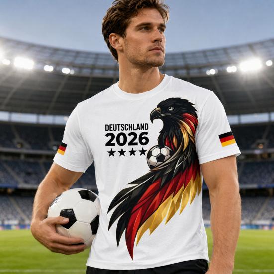 Herre fodboldfan T-shirt, Tysklands fodboldhold T-shirt, 2026 VM i fodbold Heppe T-shirt, Stilfuldt fan-beklædning til fodboldkampdag på stadion