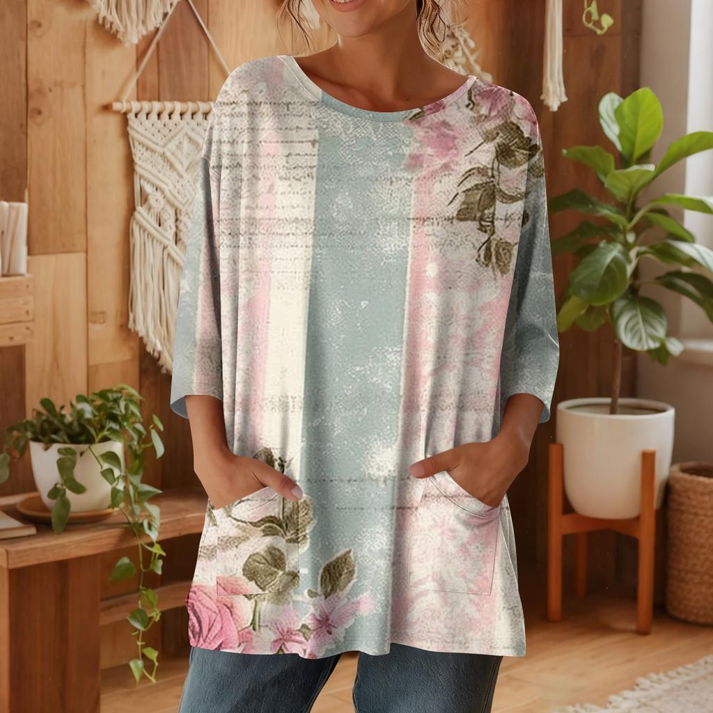 Damen 3/4-Ärmel Shirts Grafik-T-Shirts Shirts Lässige Basic-Tops Pullover