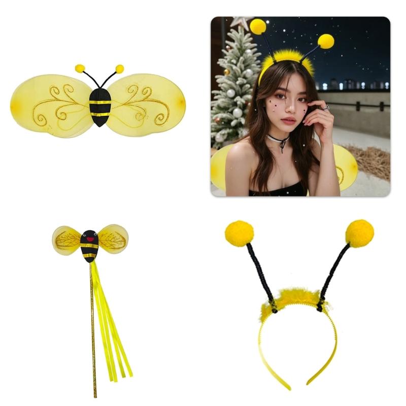 Animal Wing Halloween Costume Accessory Animal Role Play Wing Headband Wand for Women Kid Halloween Masquerade Cospaly