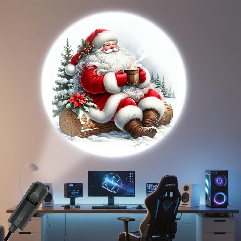 LED Christmas Projector Light USB 5V Night Light Ambiance 3 Modes Switchable Pattern Projection for Santa Claus Snowman Moose