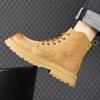 Men's boots 2026 new winter student retro thick sole big head suede fashionable motorcycle workwear boots