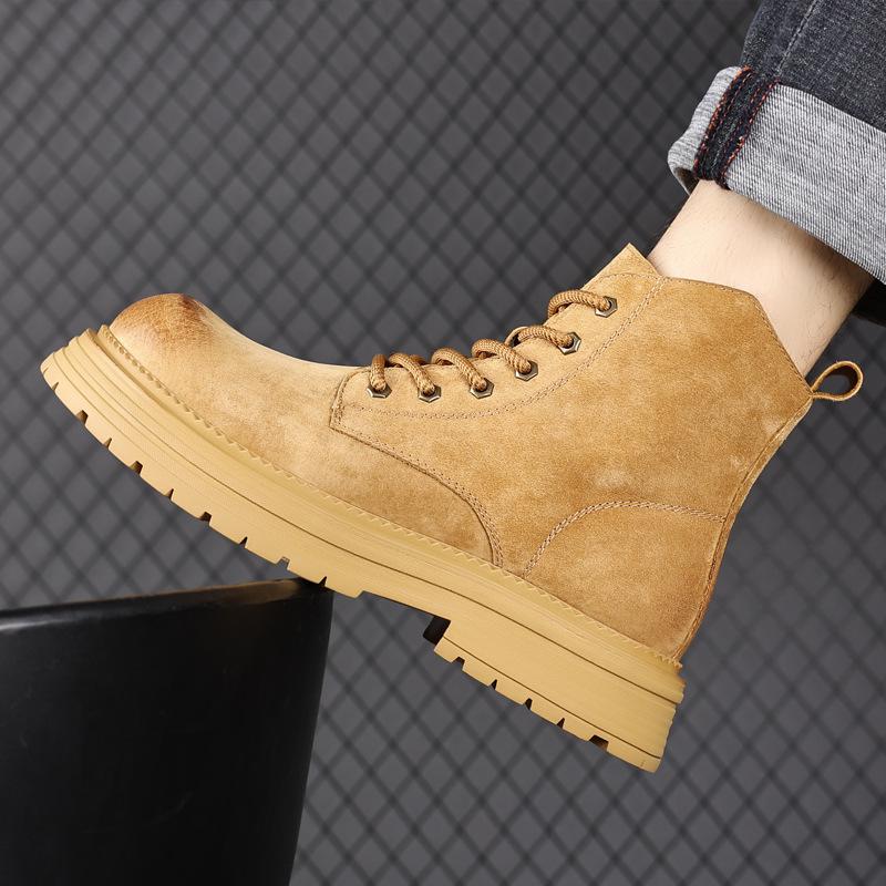 Men's boots 2026 new winter student retro thick sole big head suede fashionable motorcycle workwear boots
