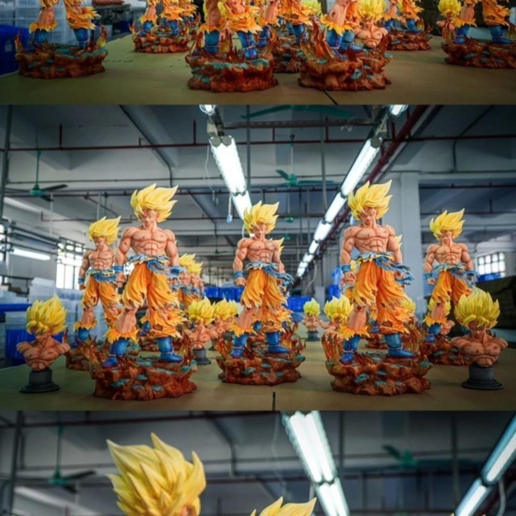 Jt Statua Dragon Ball Z Figura di Son Goku Teste Sostituibili Base a LED Super Saiyan Goku 2.0 Action Figures Modalità Collezione Giocattolo Regalo