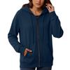 Women's Loose And Comfortable Zipper V-neck Long Sleeved Solid Color Pullover Sweatshirt Jacket