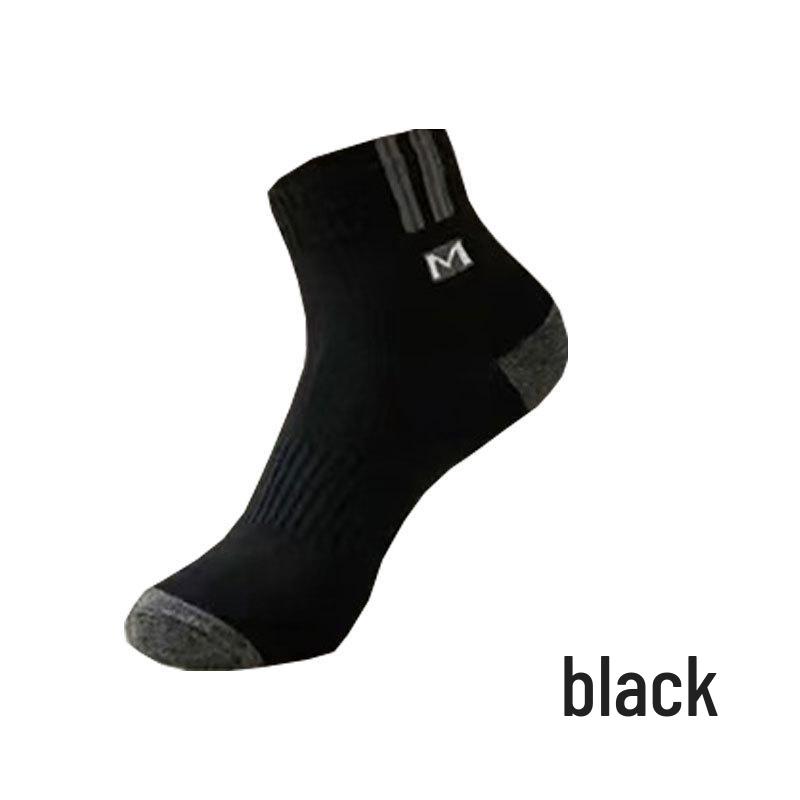 Men's Breathable Cotton Mid-Tube Socks - Sweat-Absorbent, Deodorant, Black & White, Business Casual for Spring/Summer