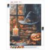 5D Diamond Painting Kit Halloween Witch Hat Books Pumpkin Candle Pattern DIY Rhinestone Art Canvas Relaxing Craft Wall Decor Gift