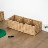 1pc Woven Three-Compartment Storage Basket, Handmade Paper Rope & Willow Storage Bin, Toilet Tank Top Tissue Box Holder
