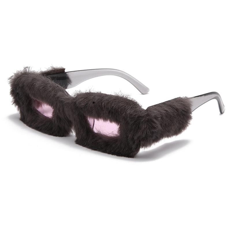 Soft Plush Sunglasses Women For Men Trend Fur Velvet Sun Glasses Female Personality Party Glasses  Accessories