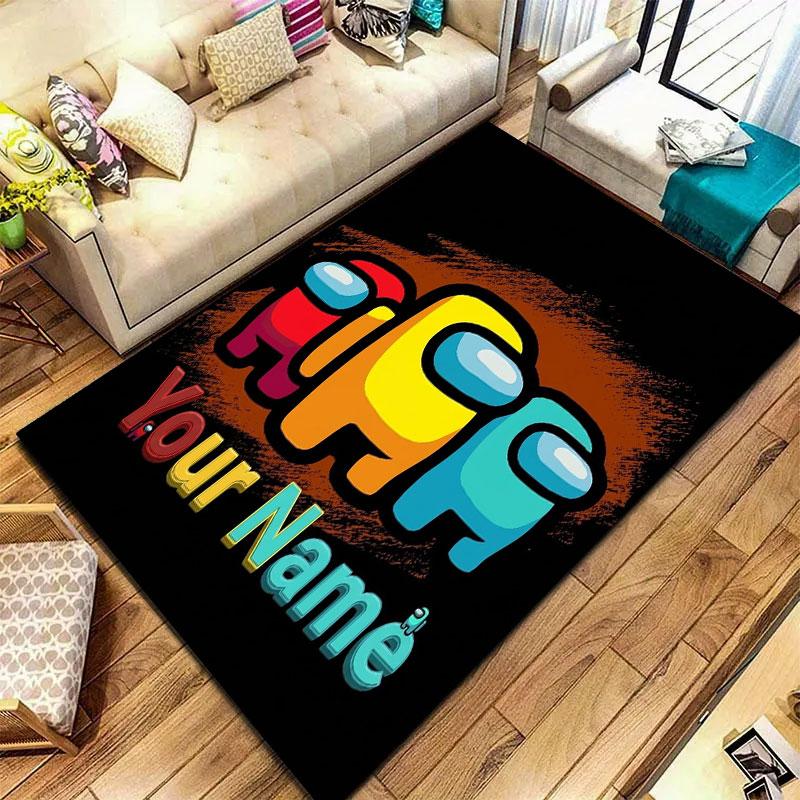Among Us Custom Name Carpet Rug for Living Room Bedroom Home Sofa Decoration,Kids play Non-slip Floor Mat