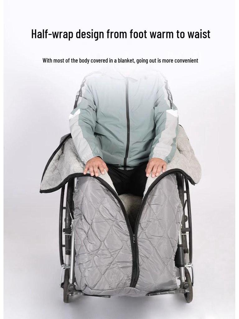 Fleece-Lined Winter Wheelchair Blanket: Windproof, Warm, and Thickened for Elderly Cold and Leg Protection Outdoors.