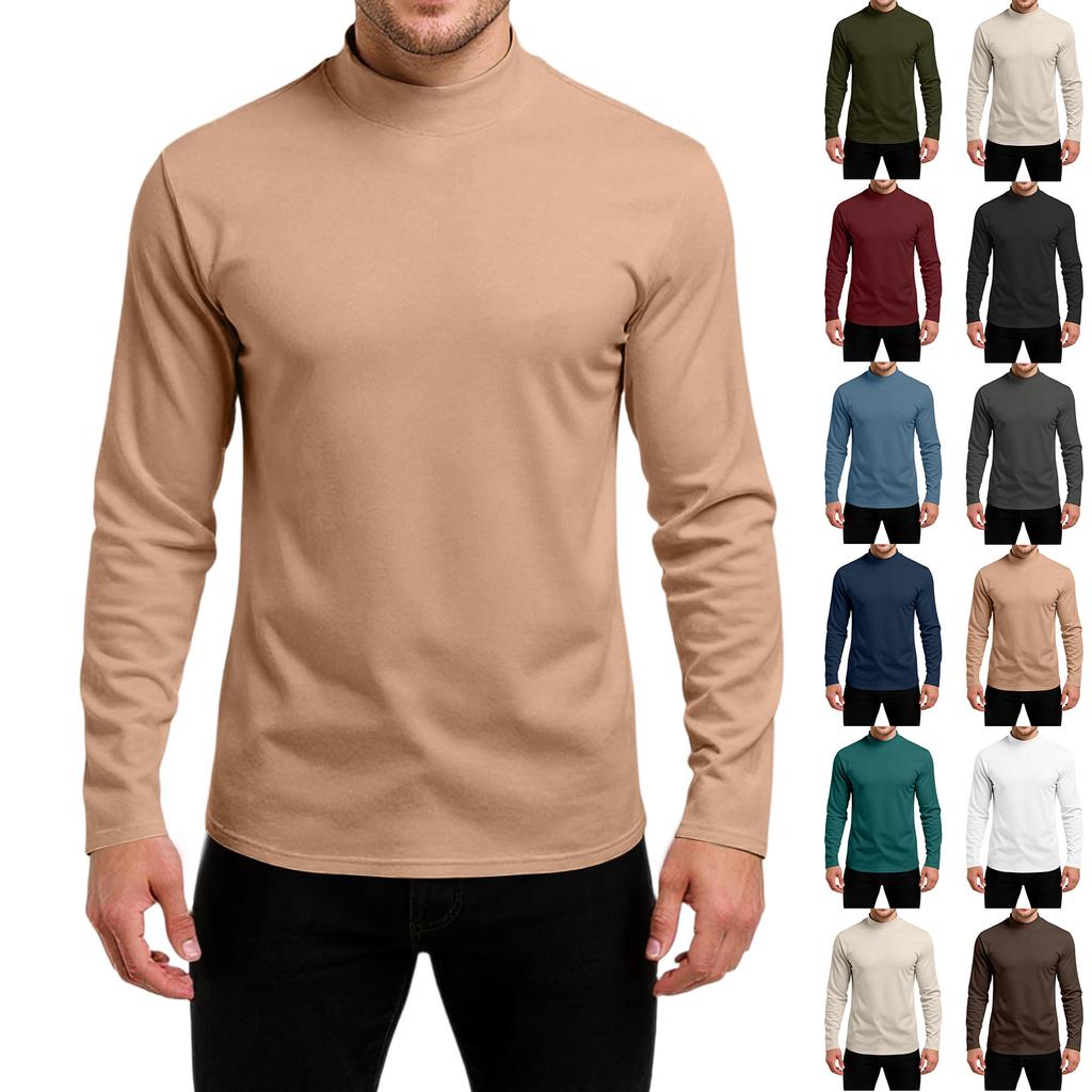 Men's Slim-Fit Casual  Neck Knit Long Sleeve Base Layer Top